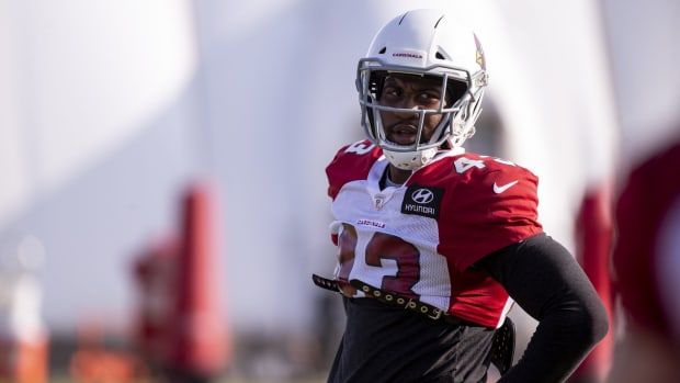 Arizona Cardinals outside linebacker Haason Reddick (43) is pictured during practice on Sept. 17, 2020, at Dignity Health Arizona Cardinals Training Center in Tempe, Ariz.